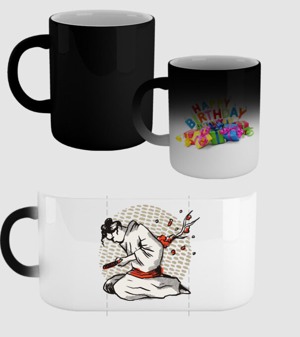 Samurai Harakiri model negru pe tricou