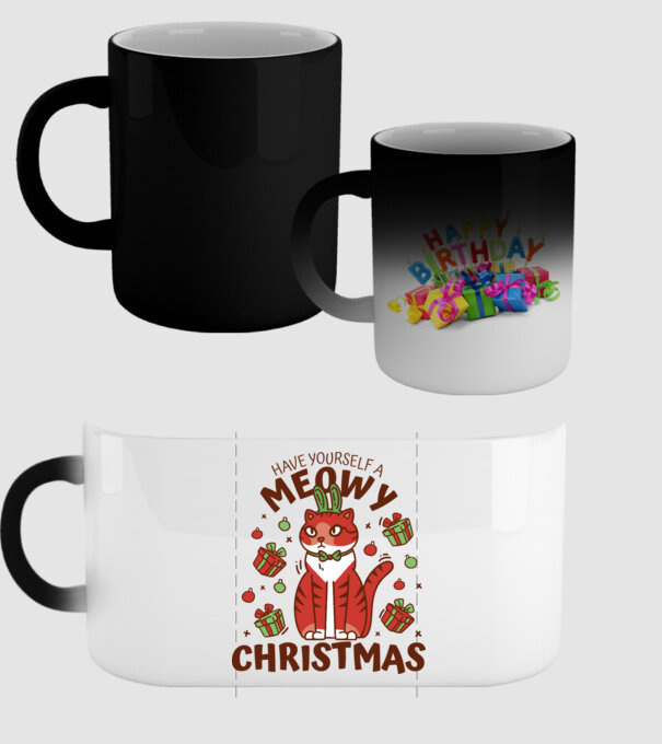 Have yourself a Meowy Christmas - Cicás Karácsony model negru pe tricou
