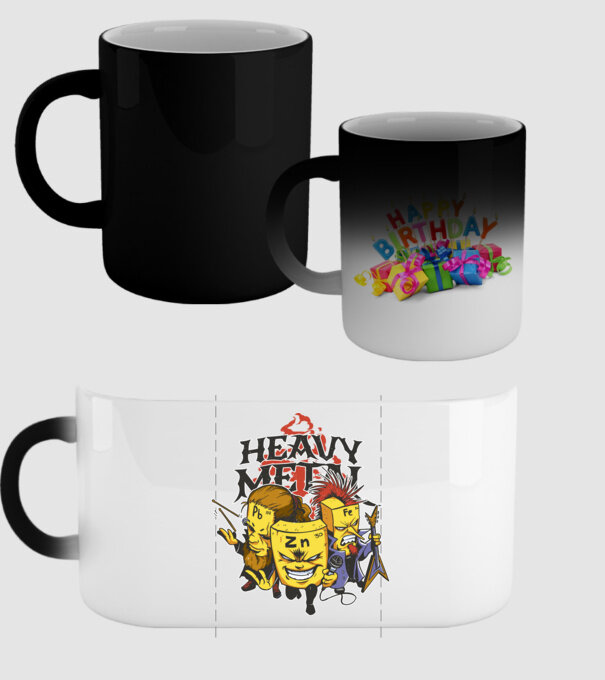 Elemente Heavy Metal model negru pe tricou