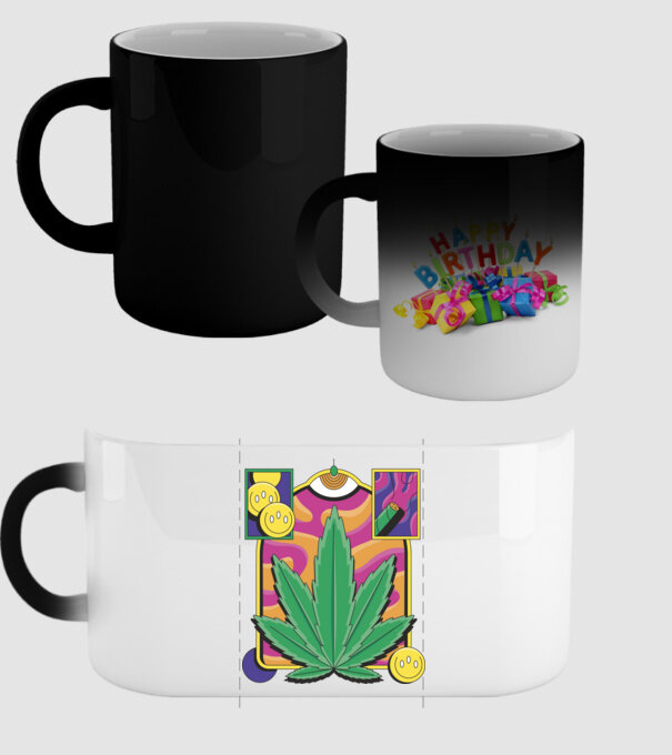 Hippy Cannabis model negru pe tricou