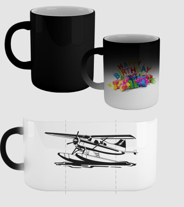 Hydroplane avion model negru pe tricou