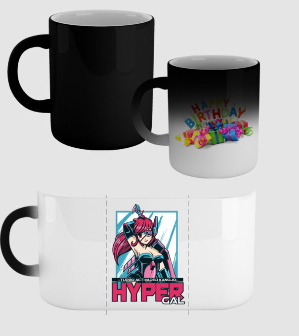 Hyper Gal - Fată Anime model negru pe tricou