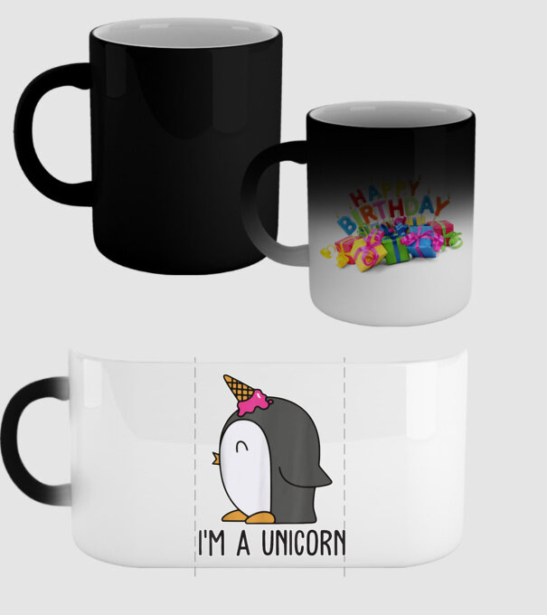 'I''m a unicorn - penguin' model negru pe tricou