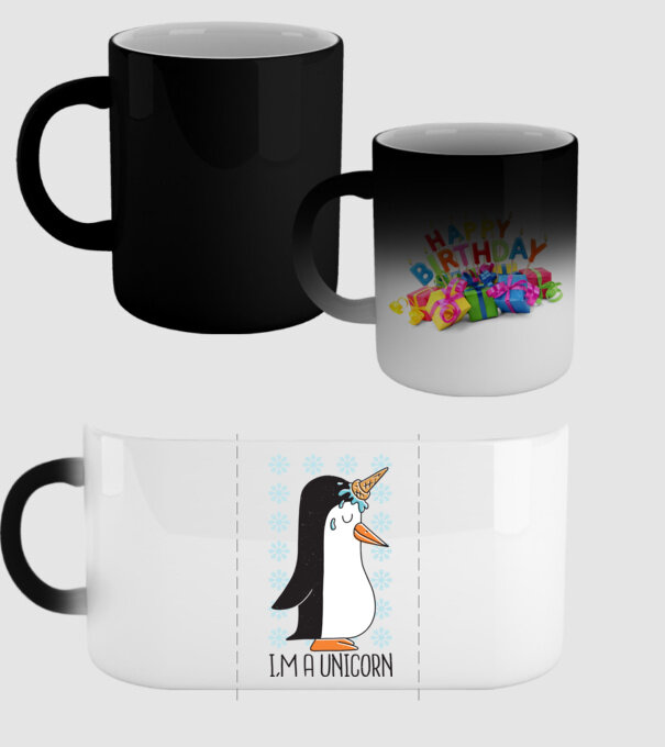 'I''m a Unicorn - Pinguin Unicorn' model negru pe tricou