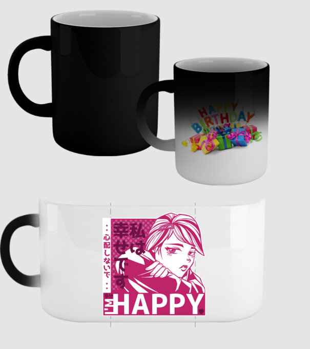 'I''m happy fată Anime antisocială' model negru pe tricou