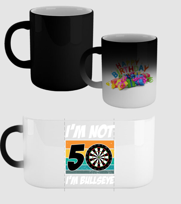 'I''m not 50 I''m bullseye darts birthday' model negru pe tricou
