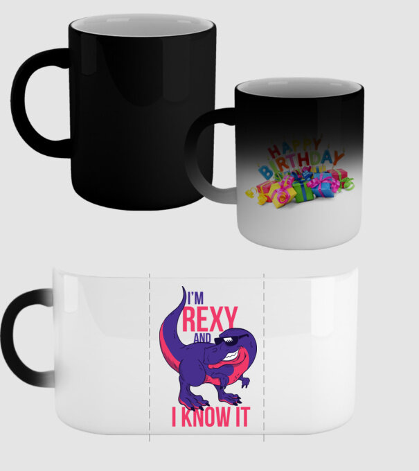 'I''m Rexy and I know it - tricou dinozaur amuzant' model negru pe tricou