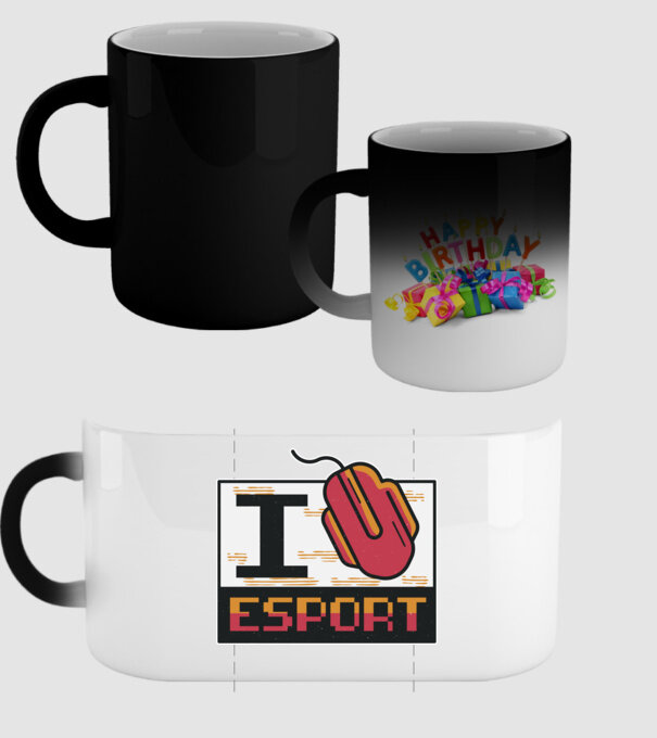 I love Esport model negru pe tricou