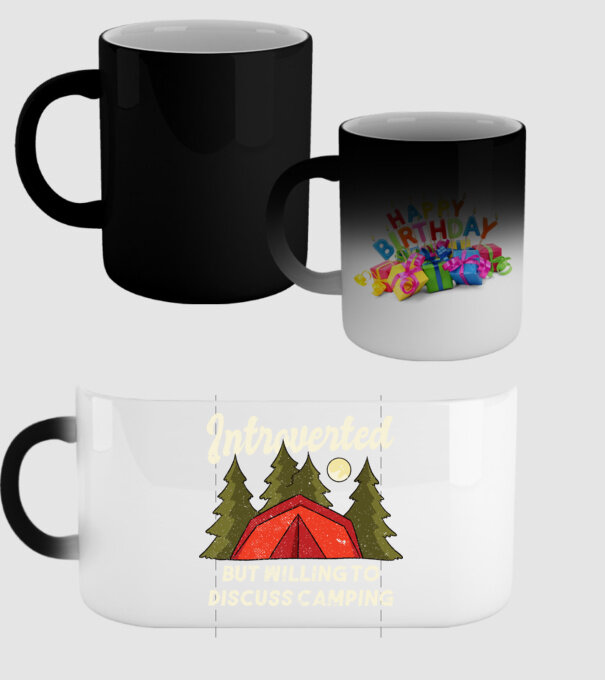 Camping Introvertit model negru pe tricou