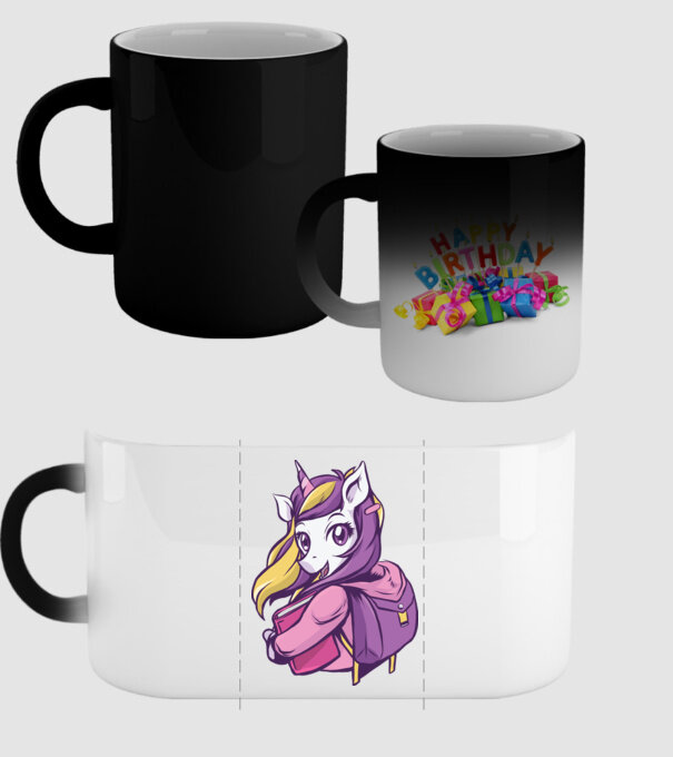 Școlăriță Unicorn model negru pe tricou