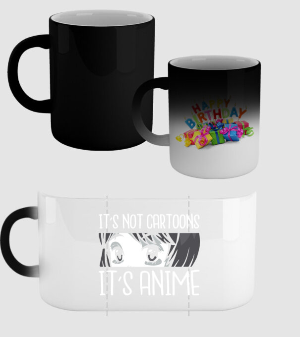 'It''s not cartoons it''s anime' model negru pe tricou