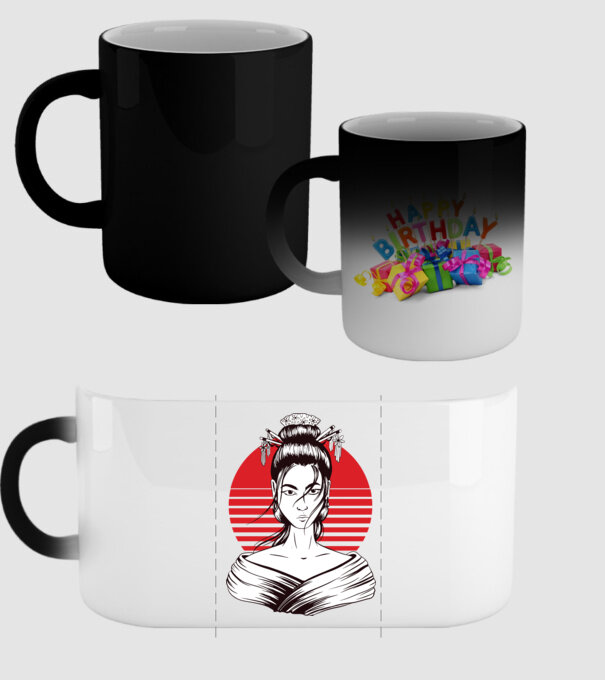 Geisha japoneză model negru pe tricou