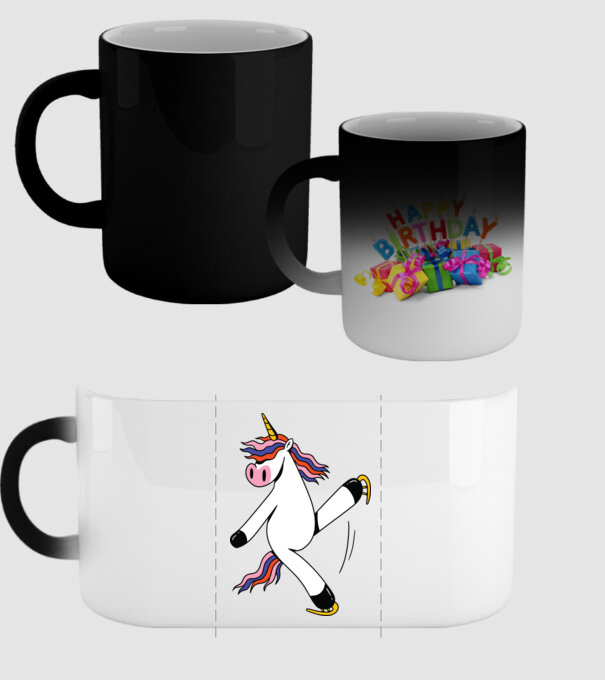 Unicorn cu Patine model negru pe tricou
