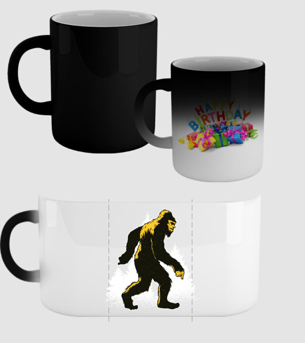 Yeti în pădure model negru pe tricou