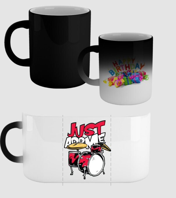 Just add me Drums model negru pe tricou