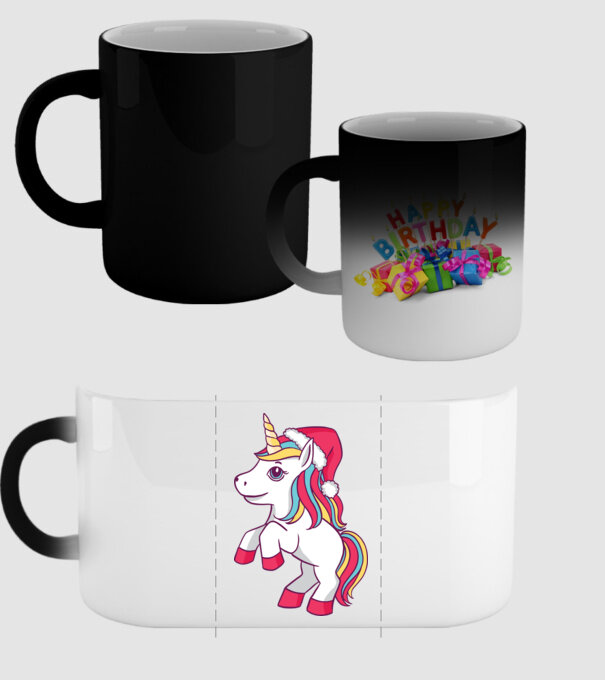 Unicorn de Crăciun model negru pe tricou