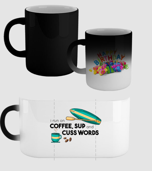 Cafea și SUP model negru pe tricou