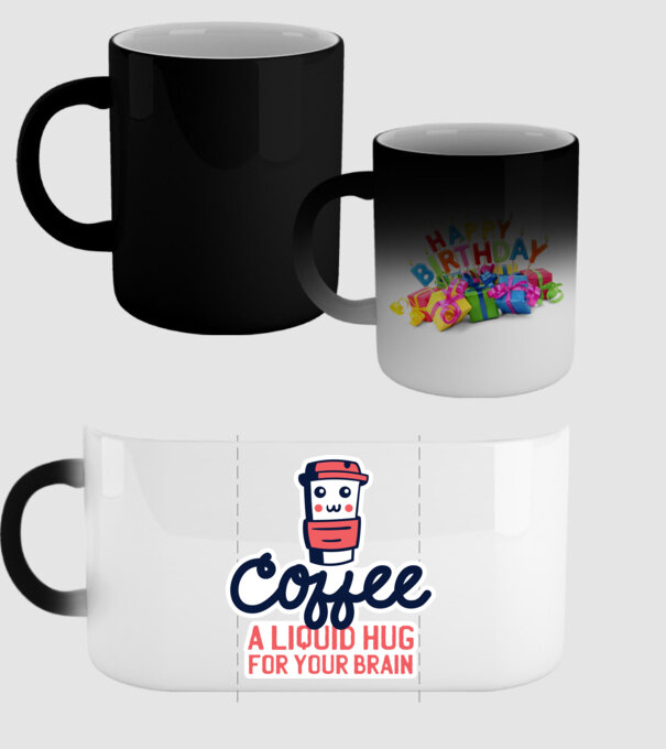 Cafea - o îmbrățișare lichidă pentru creier model negru pe tricou