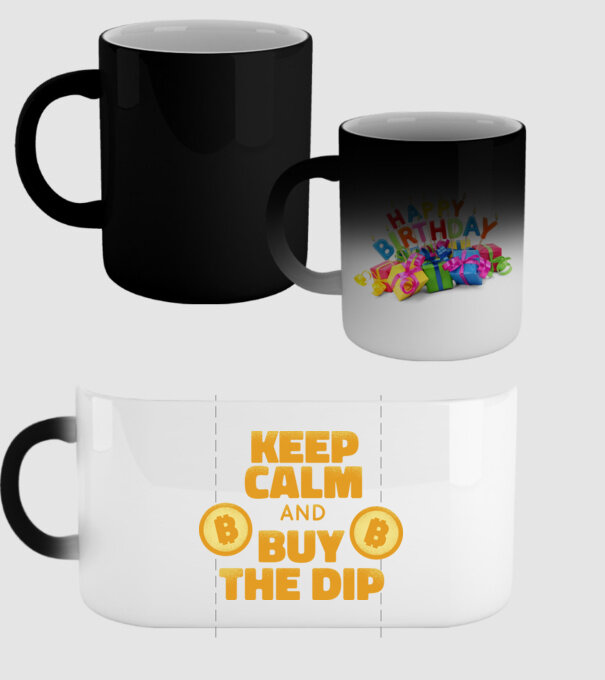 Keep calm and buy the dip Bitcoin model negru pe tricou