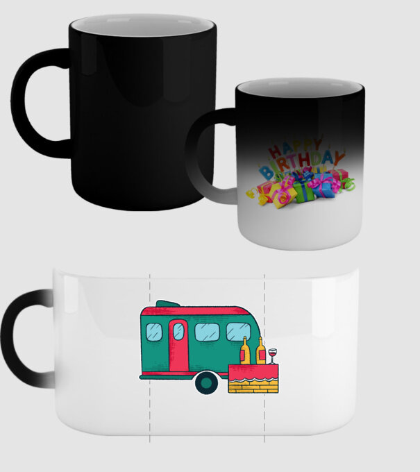 Autorulotă Camping model negru pe tricou
