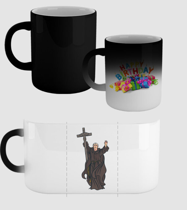 Călugăr creștin model negru pe tricou