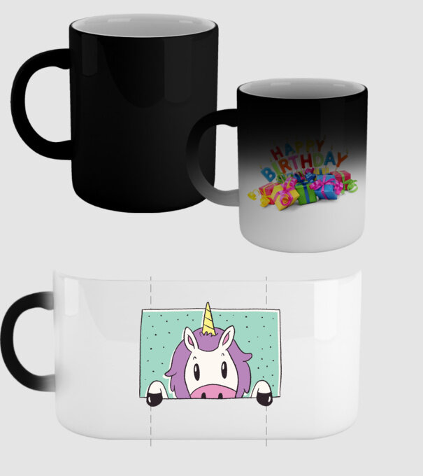 Unicorn curios model negru pe tricou