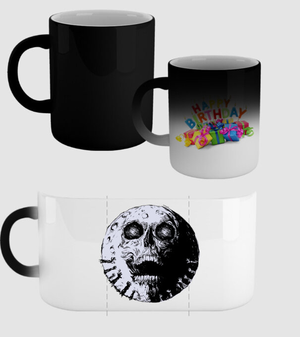 Craniu Lună model negru pe tricou