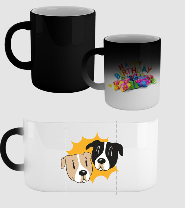 Capete de câini model negru pe tricou