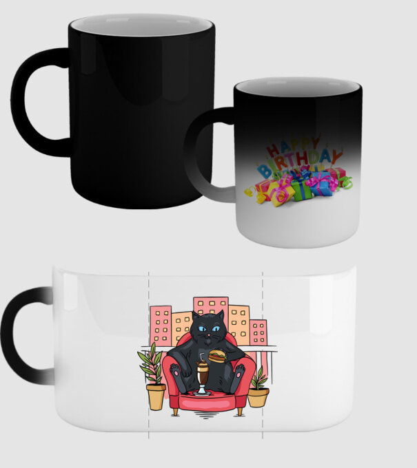 Pisică relaxându-se model negru pe tricou