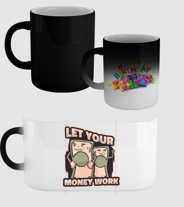 Let your money work model negru pe tricou