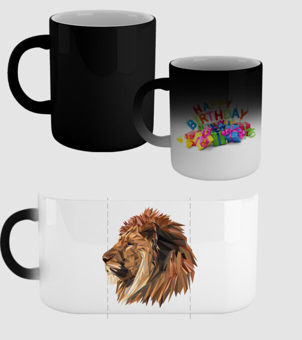 lion polygon model negru pe tricou