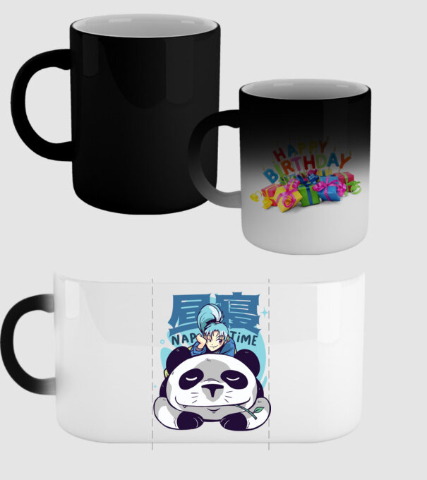 Anime Panda relaxare model negru pe tricou
