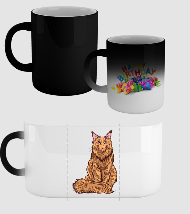 Pisică Maine Coon model negru pe tricou