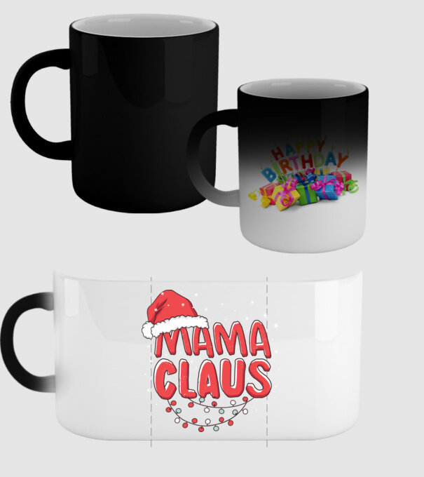 Mama Claus model negru pe tricou