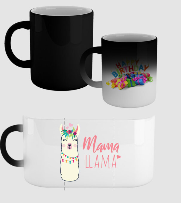 Mama Llama model negru pe tricou