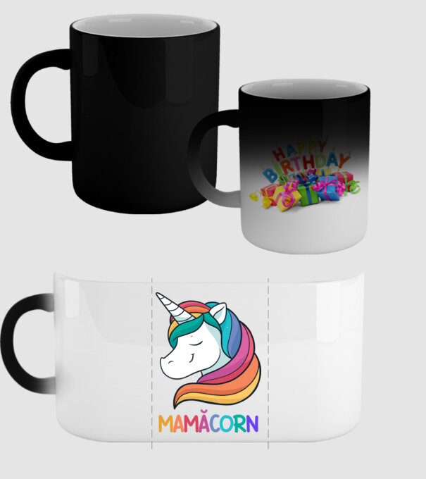 mamăcorn model negru pe tricou