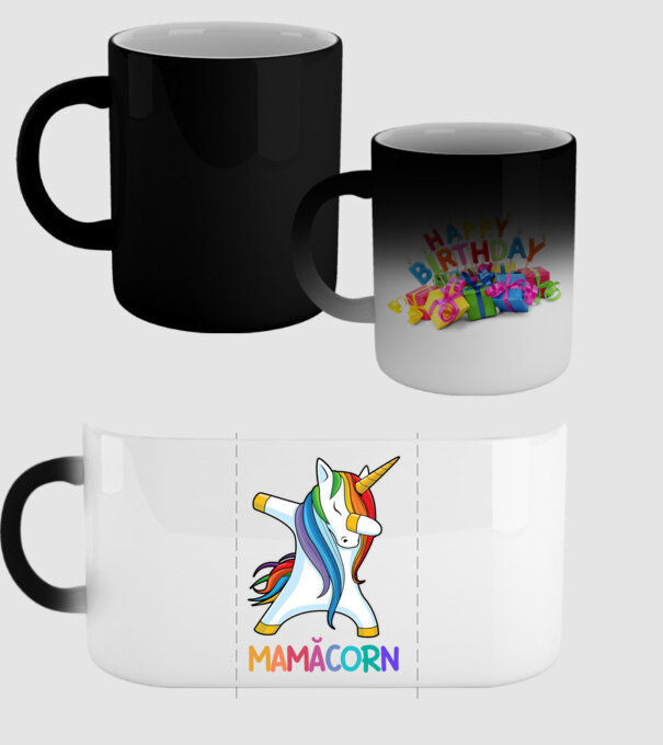 mamăcorn model negru pe tricou