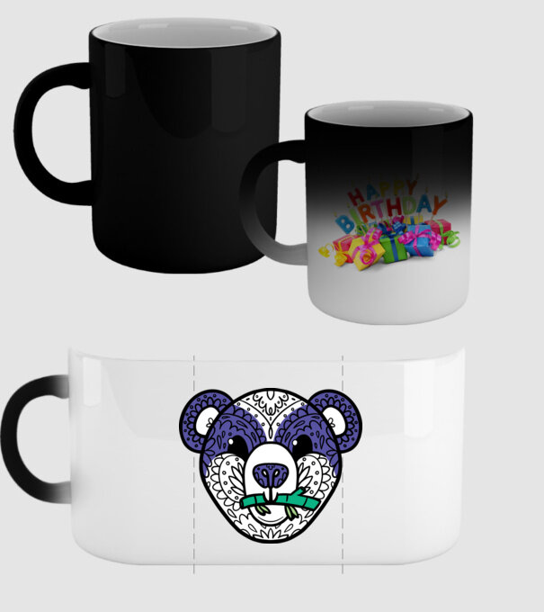 Mandala Panda model negru pe tricou