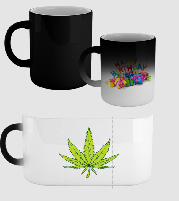 Frunză de marijuana model negru pe tricou