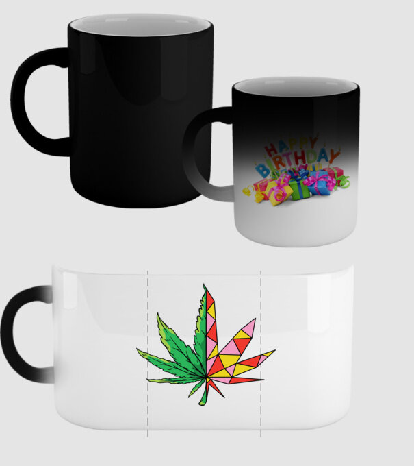 Frunză de marijuana model negru pe tricou