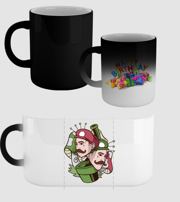Mario și Luigi model negru pe tricou