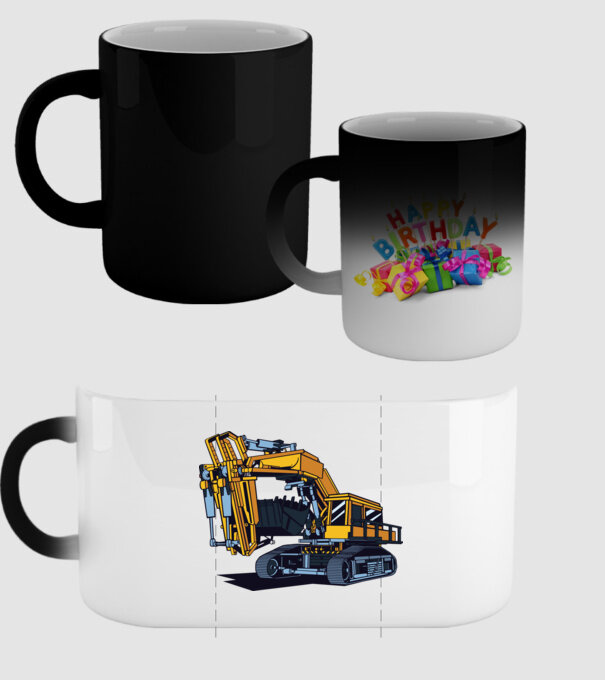Excavator model negru pe tricou