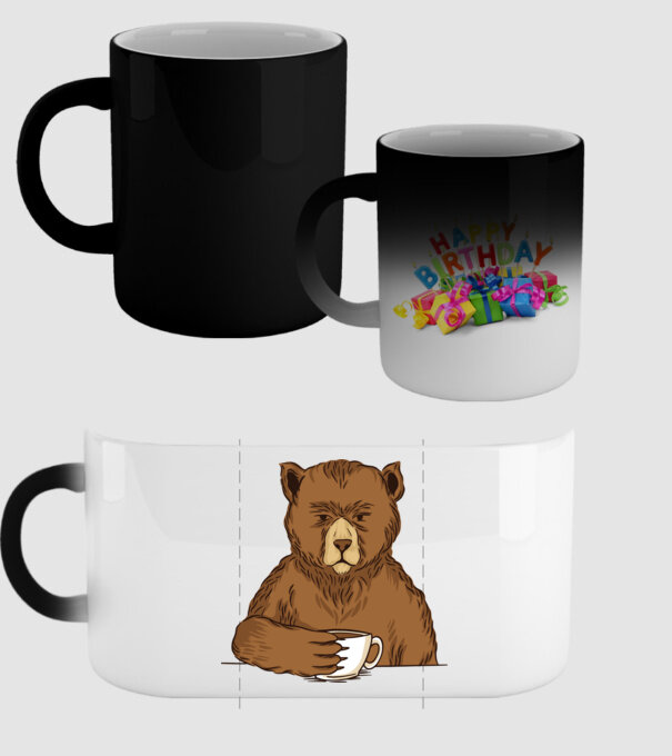 Urs cu cafea model negru pe tricou