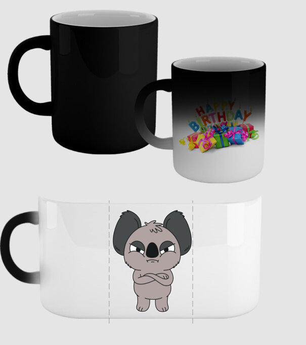 Koala Supărat model negru pe tricou