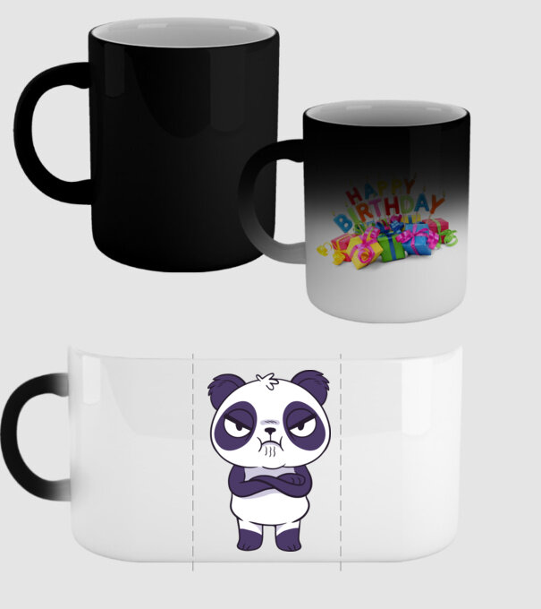 Panda furios model negru pe tricou