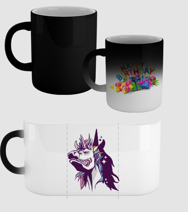 Unicorn supărat model negru pe tricou