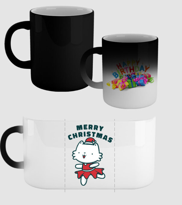 Pisică Merry Christmas model negru pe tricou