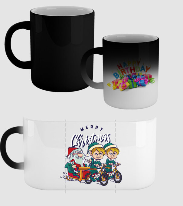 Merry Christmas Moș Crăciun cu sanie cu bicicletă model negru pe tricou