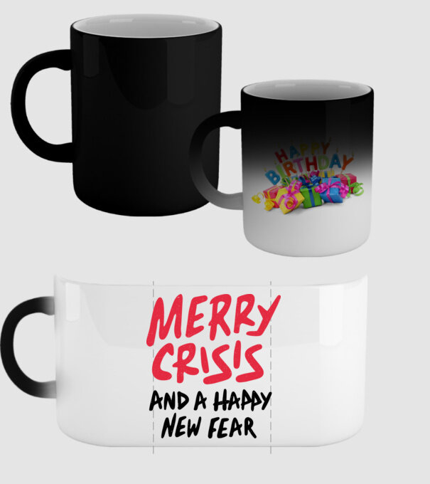 Merry Crisis and a Happy New Fear model negru pe tricou