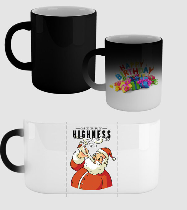 Merry Highness Mikulás fumează iarbă model negru pe tricou